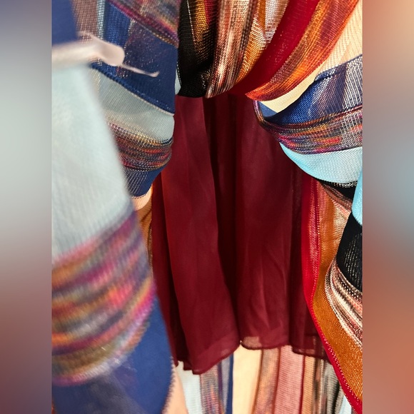 Ottod’Ame Italy Multicolored Knit Viscose V-Neck Tie Back Long Boho Dress - Picture 7 of 16